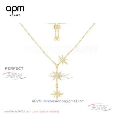 AAA Fake APM Monaco Meteor All Gold Diamond Necklace